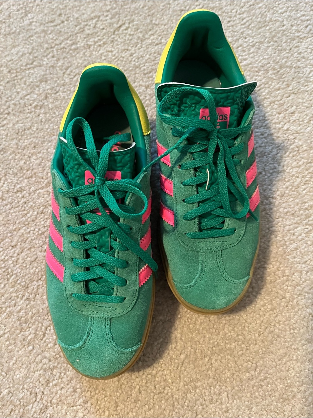 adidas Women’s Gazelle Bold Athletic Sneakers in Pink/Green with platform - Picture 3 of 7